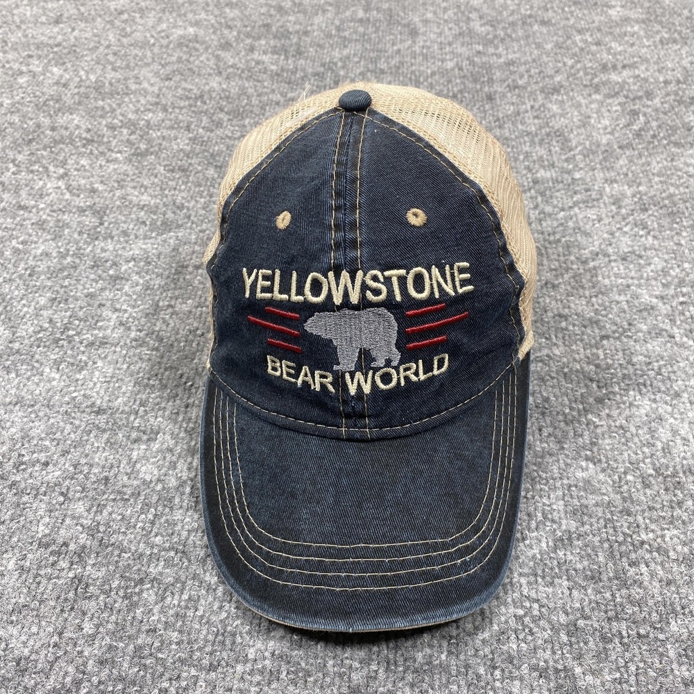 Yellowstone Bear World Hat Cap Snap Back Mens One Size Blue Trucker Jacobson